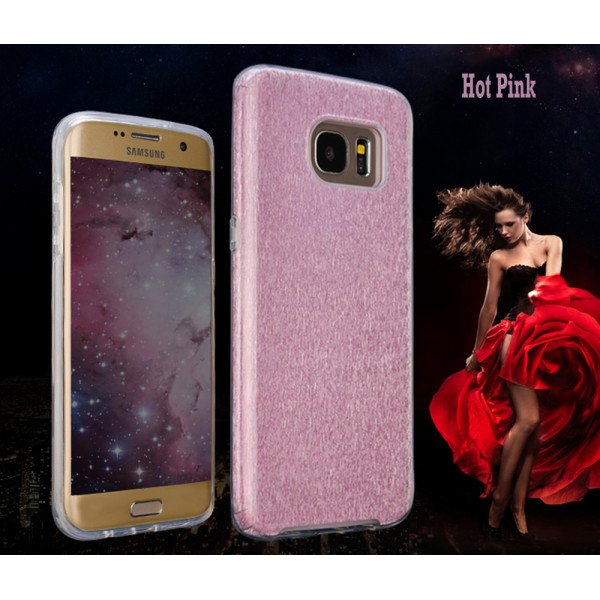 Wholesale Galaxy S7 Shiny Armor Hybrid Case (Hot Pink)